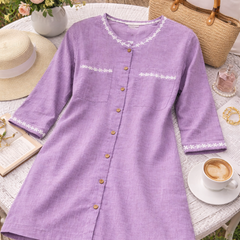 Serene Bloom Straight Shirts Purpal
