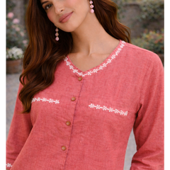 Serene Bloom Straight Shirts Pink