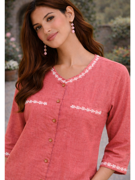 Serene Bloom Straight Shirts Pink