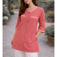 Serene Bloom Straight Shirts Pink
