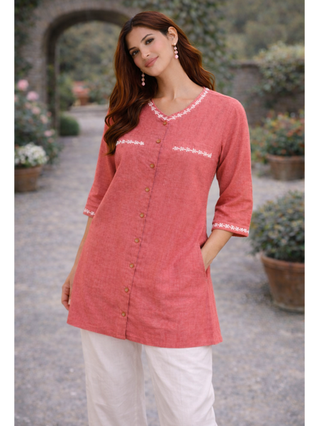 Serene Bloom Straight Shirts Pink