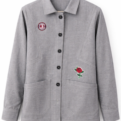 Vintage Rose Patch Grey Jacket Back
