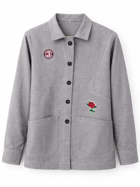 Vintage Rose Patch Grey Jacket Back