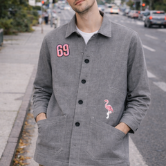 Flamingo Patch Grey Utility Jacket Male