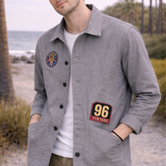 Vintage Skull Patch Grey Jacket Male