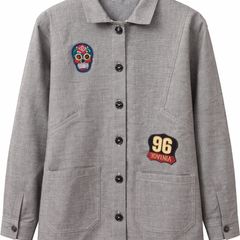 Vintage Skull Patch Grey Jacket Front