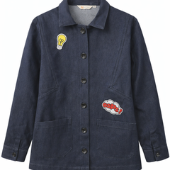 Denim Blue Graphic Patch Jacket Front