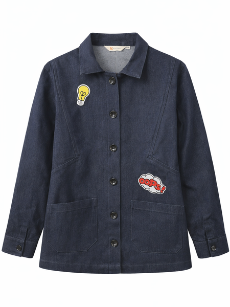 Denim Blue Graphic Patch Jacket Front