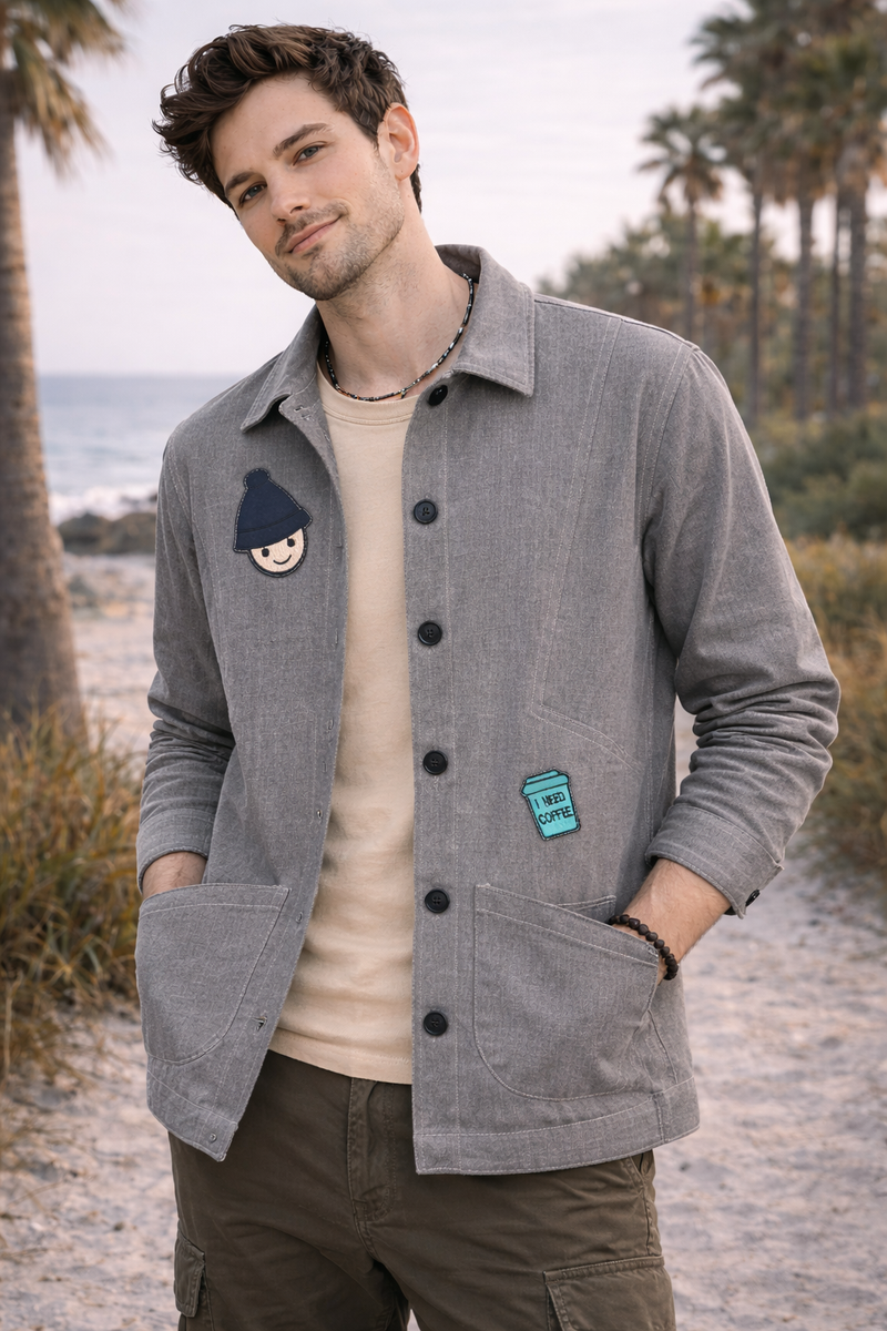 Coffee Mood Patch Grey Jacket Male 