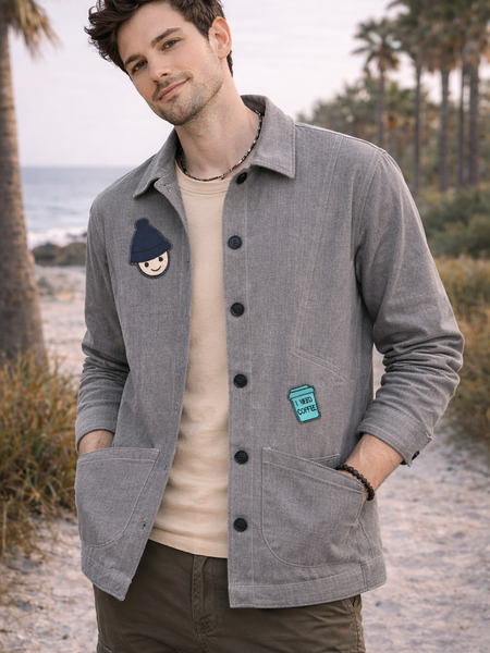 Coffee Mood Patch Grey Jacket Male 