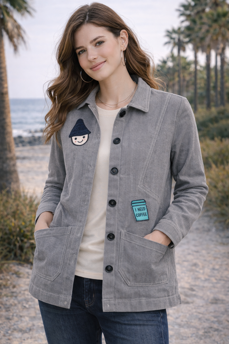 Coffee Mood Patch Grey Jacket Female