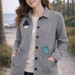 Coffee Mood Patch Grey Jacket Female