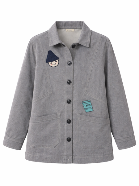 Coffee Mood Patch Grey Jacket Front