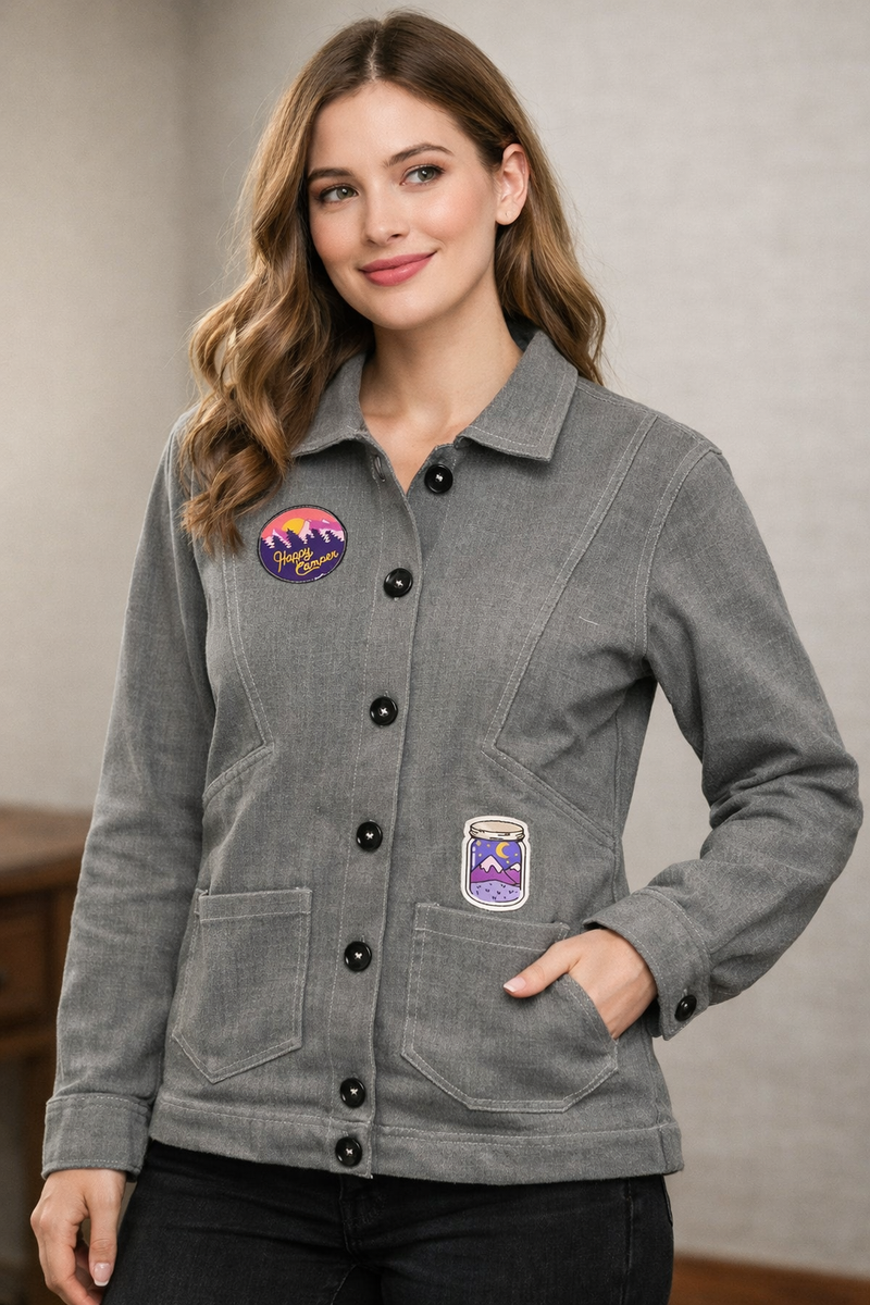 Casual Patchwork Cotton Jacket Female