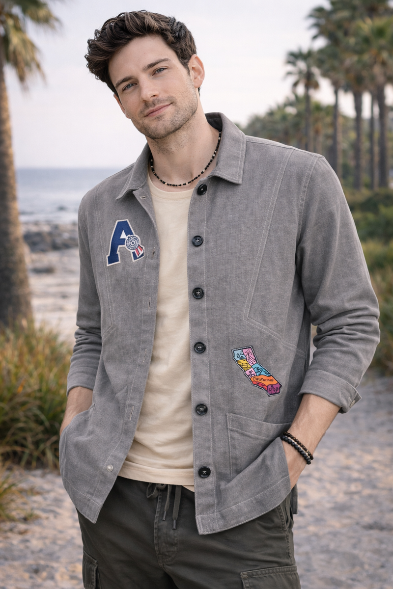 California Patch Grey Utility Jacket Male