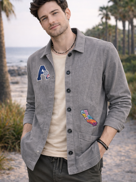 California Patch Grey Utility Jacket Male