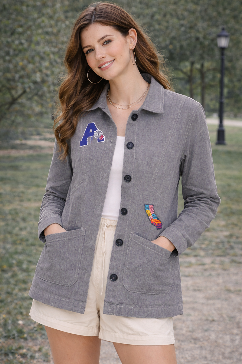 California Patch Grey Utility Jacket Female