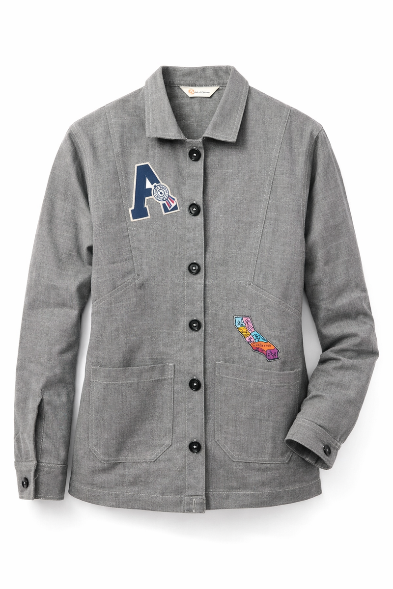 California Patch Grey Utility Jacket Front