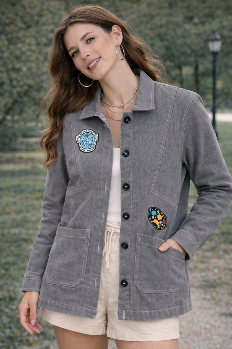 Space Patch Grey Utility Jacket Female