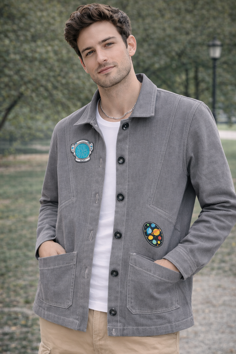 Space Patch Grey Utility Jacket Male