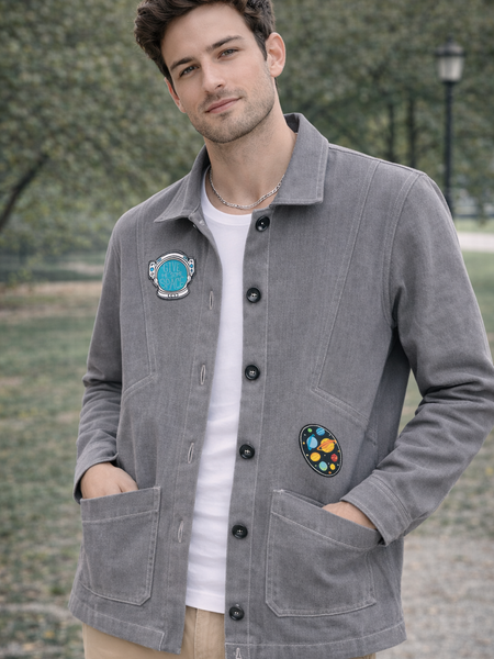 Space Patch Grey Utility Jacket Male