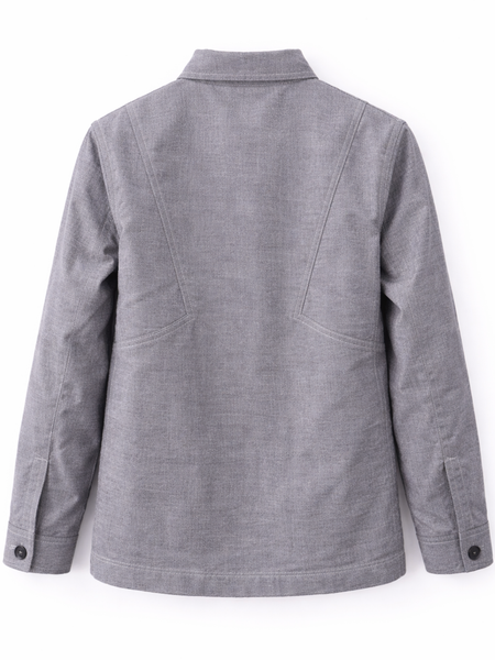 Washed Grey Utility Jacket with Embroidered Patch Back