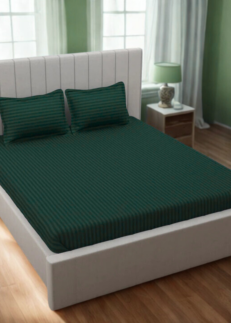 Green Stripe & Sage Bedsheet
