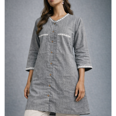 Serene Bloom Straight Shirts Grey