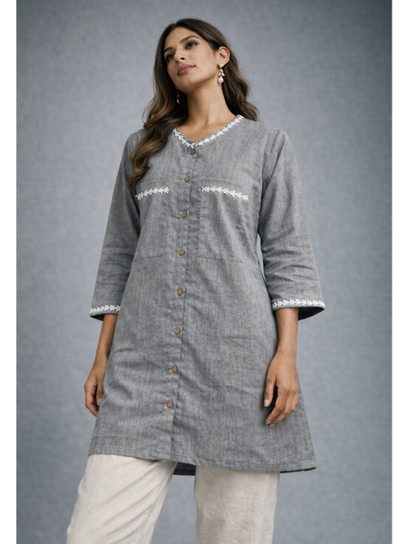 Serene Bloom Straight Shirts Grey