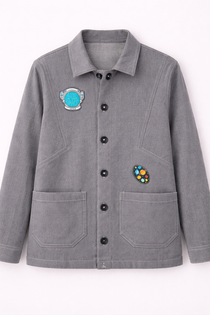 Space Patch Grey Utility Jacket Front