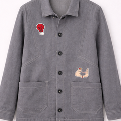 Heart Patch Grey Utility Jacket Front