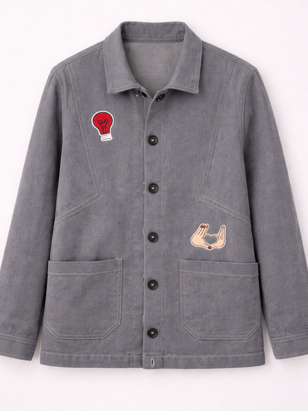 Heart Patch Grey Utility Jacket Front