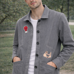 Heart Patch Grey Utility Jacket Male