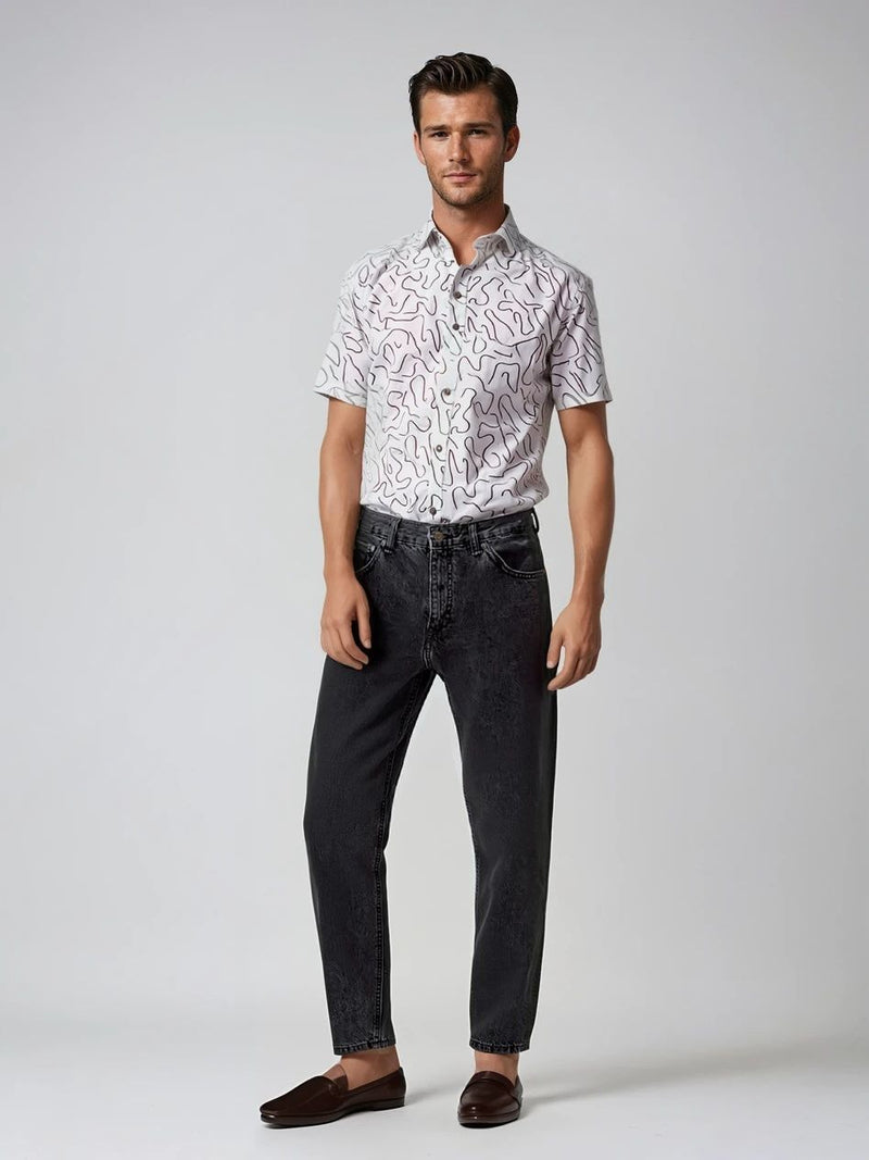 Abstract Line Art Print Men's Shirt