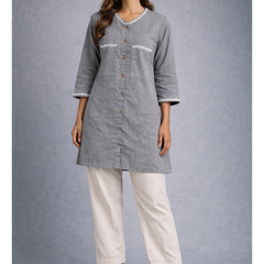 Serene Bloom Straight Shirts Grey