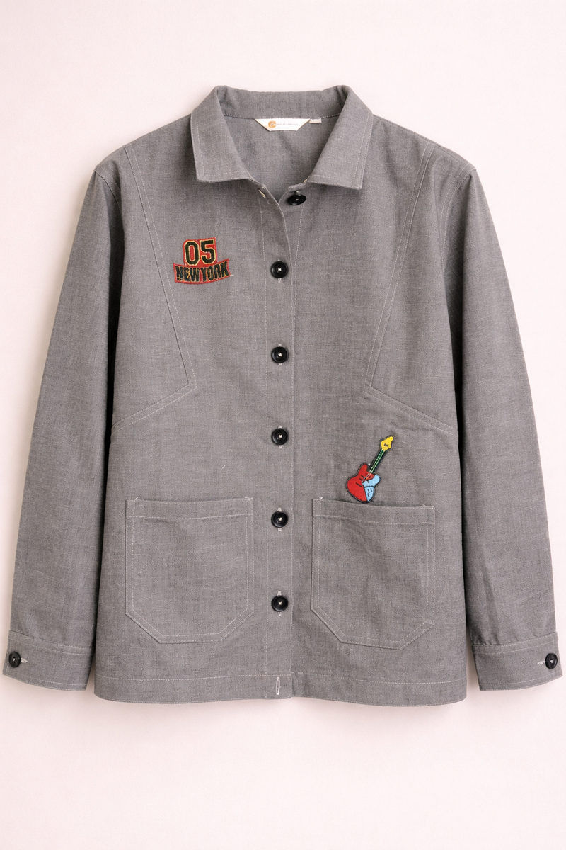 New York Patch Grey Utility Jacket 