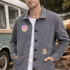 Peace Patch Grey Utility Jacket Male
