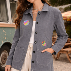 Peace Patch Grey Utility Jacket Female