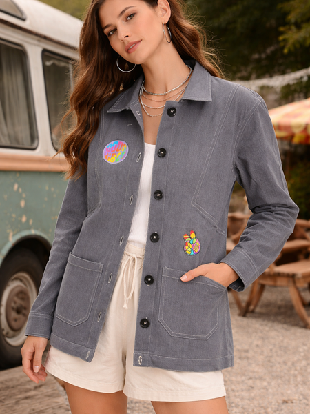 Peace Patch Grey Utility Jacket Female