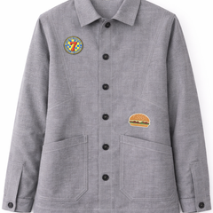Vintage Patch Washed Grey Utility Jacket Front