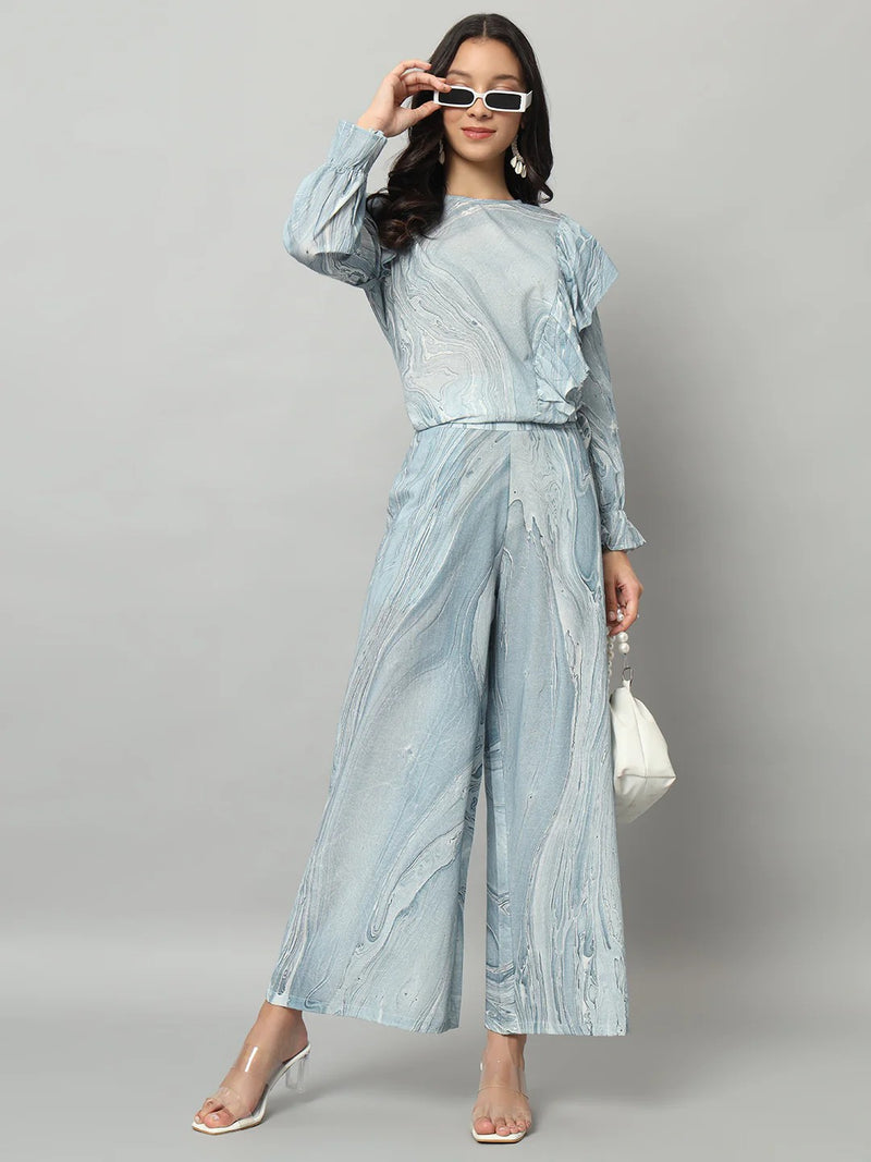 Abstract Ruffle Top Co-ord Set