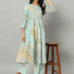 Pastel Marble Elegance – Flowy Dress