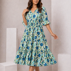 Floral midi sleeve dress