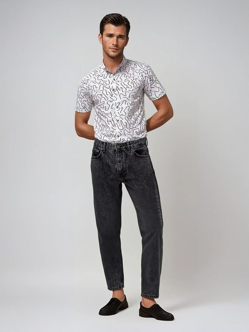 Abstract Line Art Print Men's Shirt