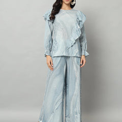 Abstract Ruffle Top Co-ord Set