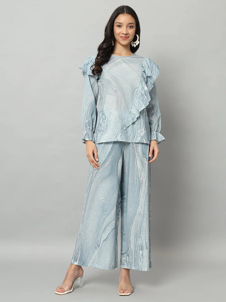 Abstract Ruffle Top Co-ord Set
