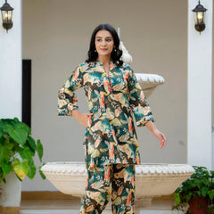 Dusky Feather Print Co-ord Set