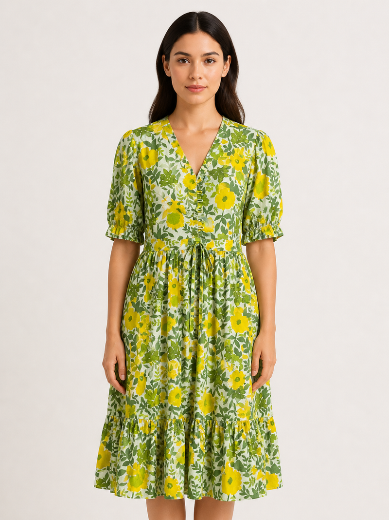 Floral midi sleeve dress