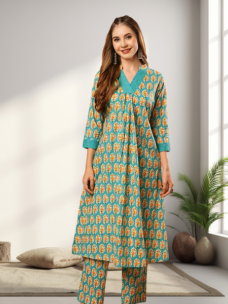 A-Line Planted Kurta With Pant