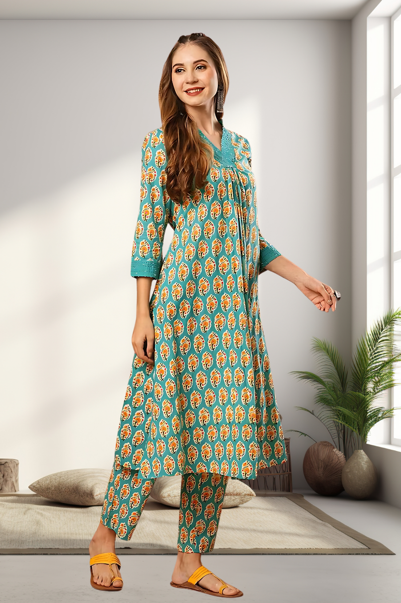 A-Line Planted Kurta With Pant
